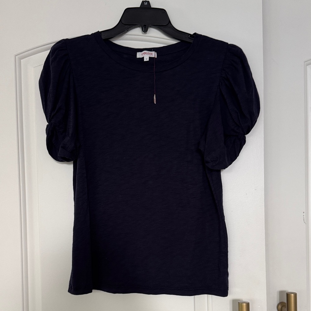 Goldie Navy Puff Sleeve Tee